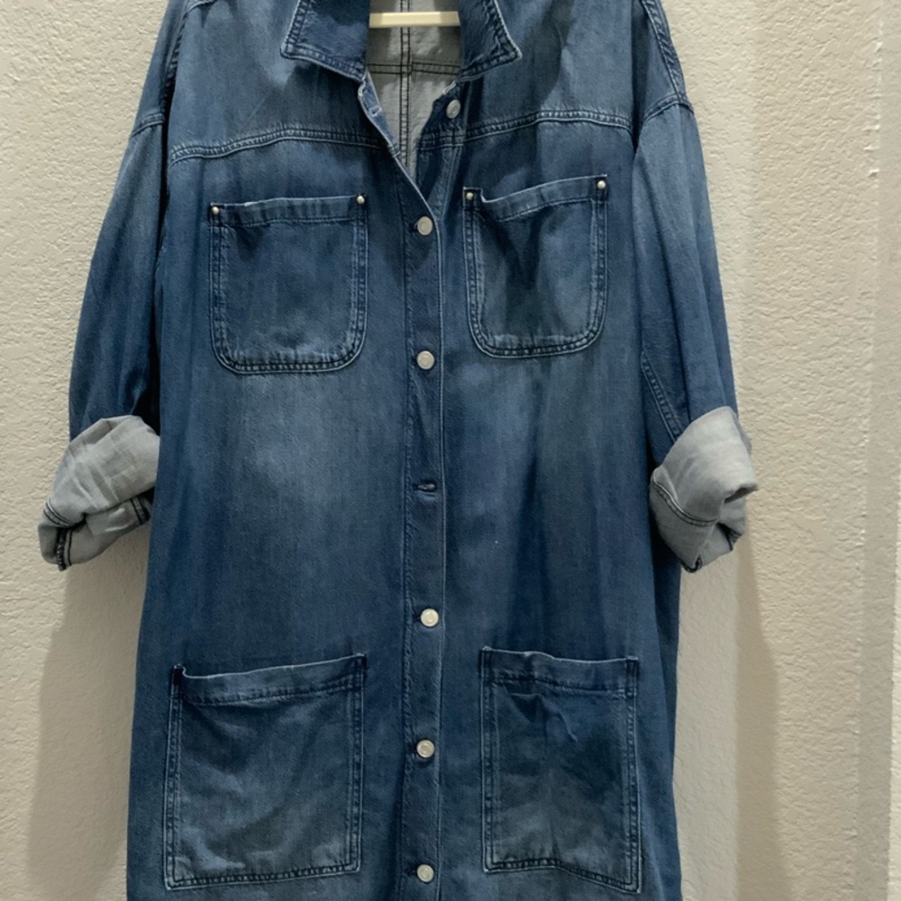 Denim Button-Up Shirt Dress